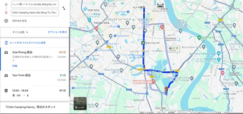 ハノイ駅からは13km。車で30-40分の位置にあり、バスだと60分で行くことが出来ます。